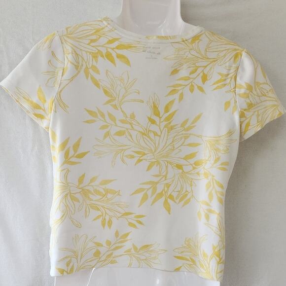 Studio Works Yellow and White Hibiscus Floral Blouse Women's size Small - Picture 6 of 12